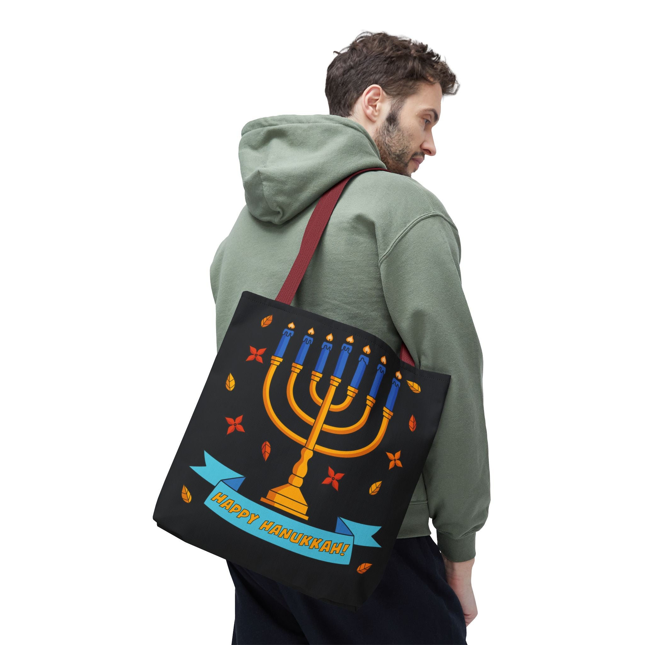 Hanukkah Menorah Tote Bag – "Happy Hanukkah" Holiday Gift Tote