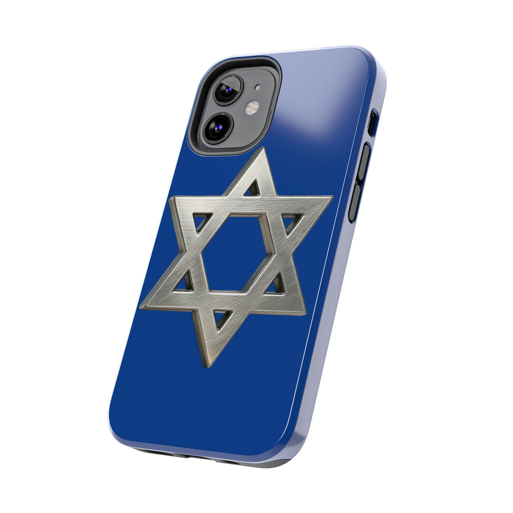 Jewish Blue Phone Case with Silver Star of David – Tough Protective Jewish Religious Design