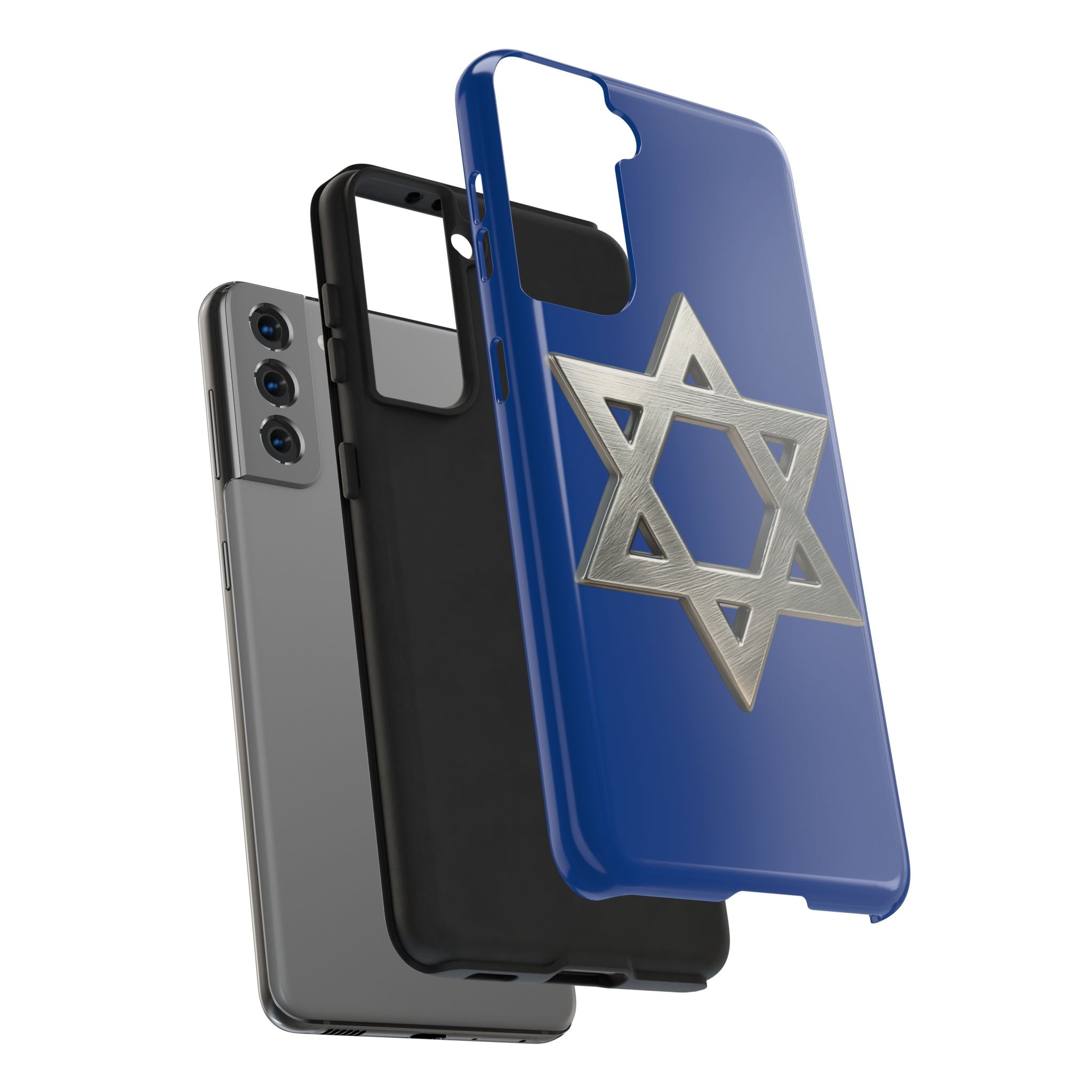 Jewish Blue Phone Case with Silver Star of David – Tough Protective Jewish Religious Design