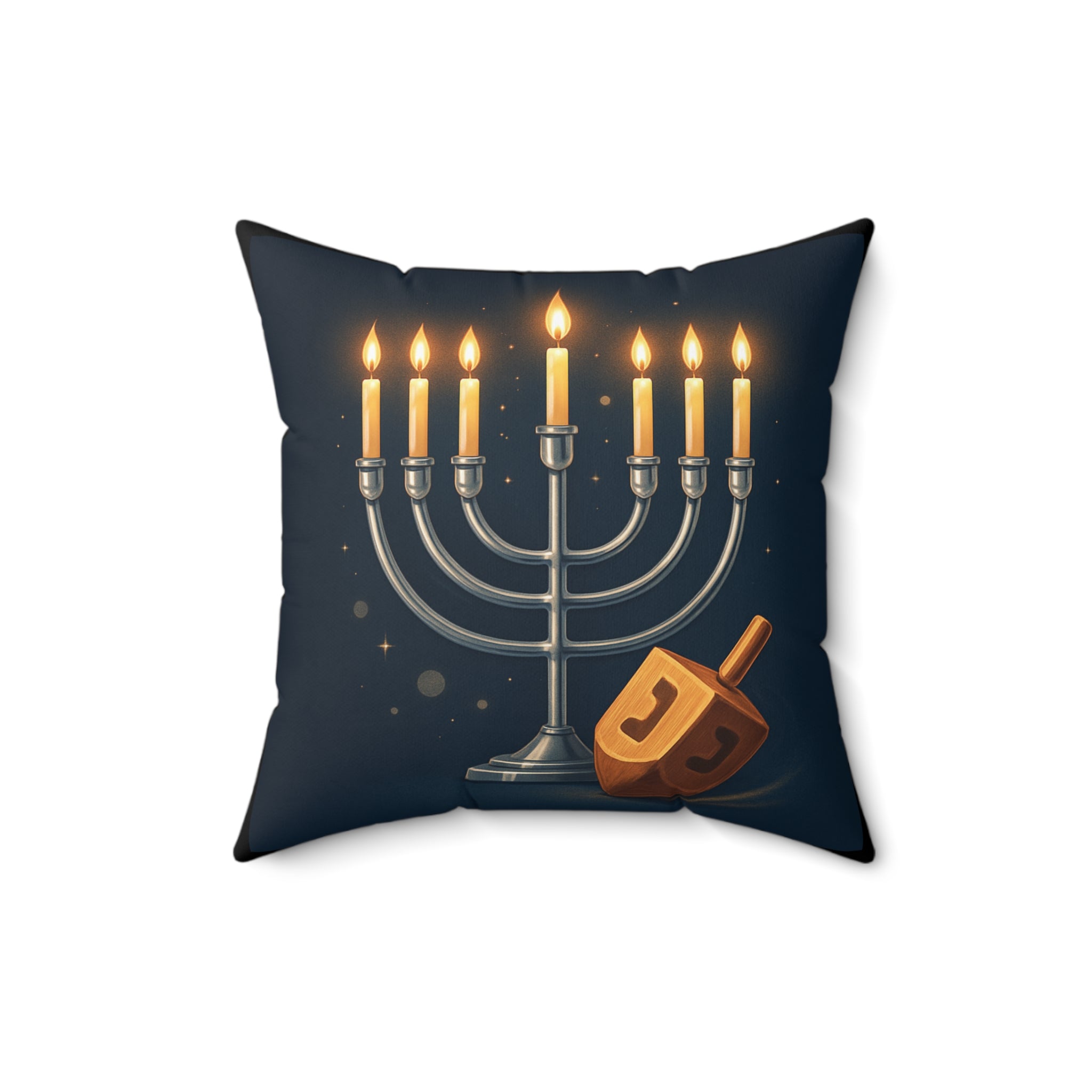 Hanukkah Menorah Pillow with Dreidel – Festive Holiday Decorative Throw Pillow