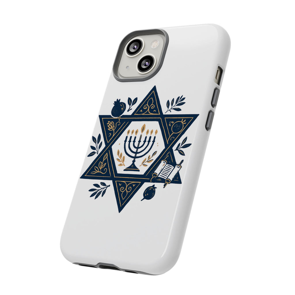 Jewish Star of David Menorah Phone Case — Jewish Hanukkah Symbol Protective Cover