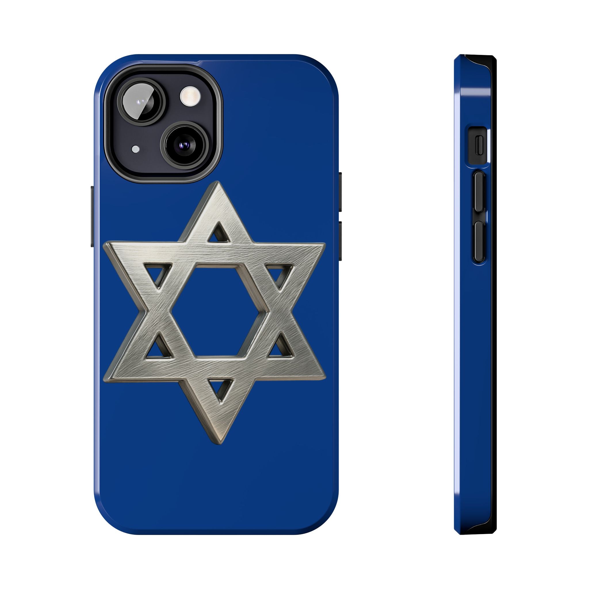 Jewish Blue Phone Case with Silver Star of David – Tough Protective Jewish Religious Design
