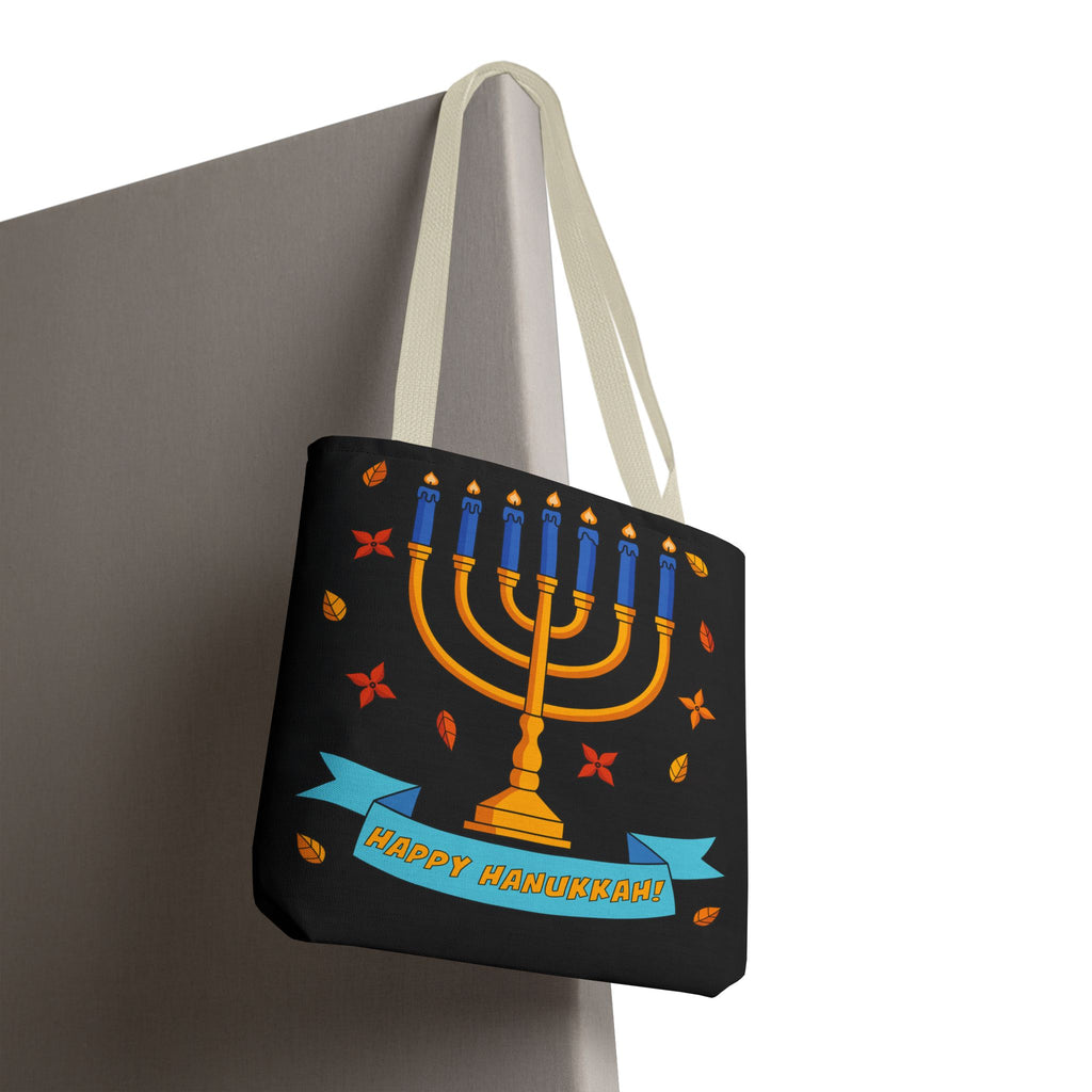 Hanukkah Menorah Tote Bag – "Happy Hanukkah" Holiday Gift Tote