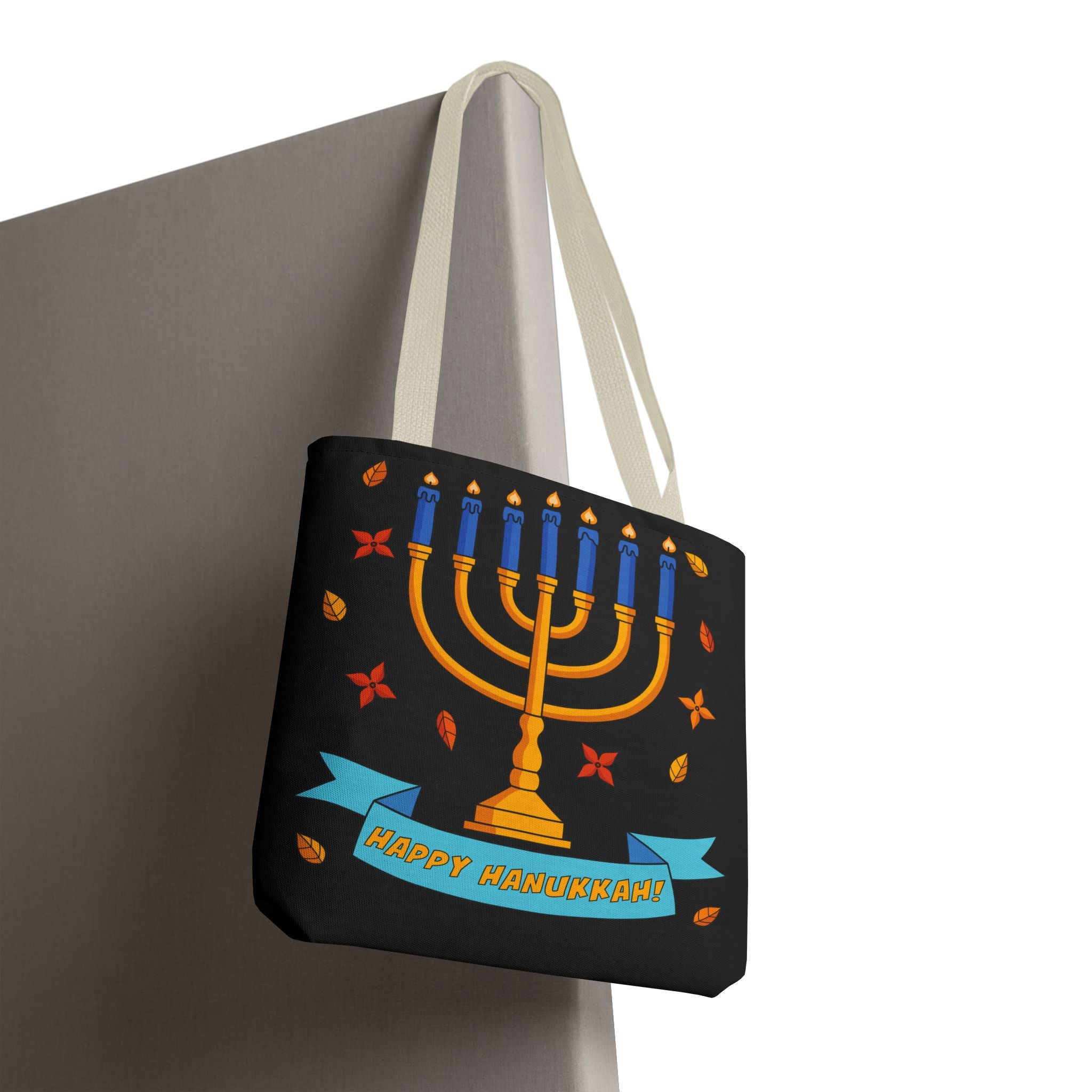 Hanukkah Menorah Tote Bag – "Happy Hanukkah" Holiday Gift Tote
