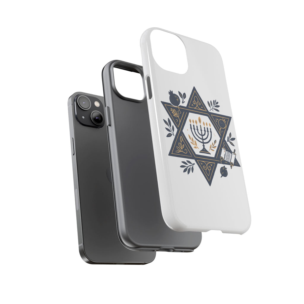 Jewish Star of David Menorah Phone Case — Jewish Hanukkah Symbol Protective Cover