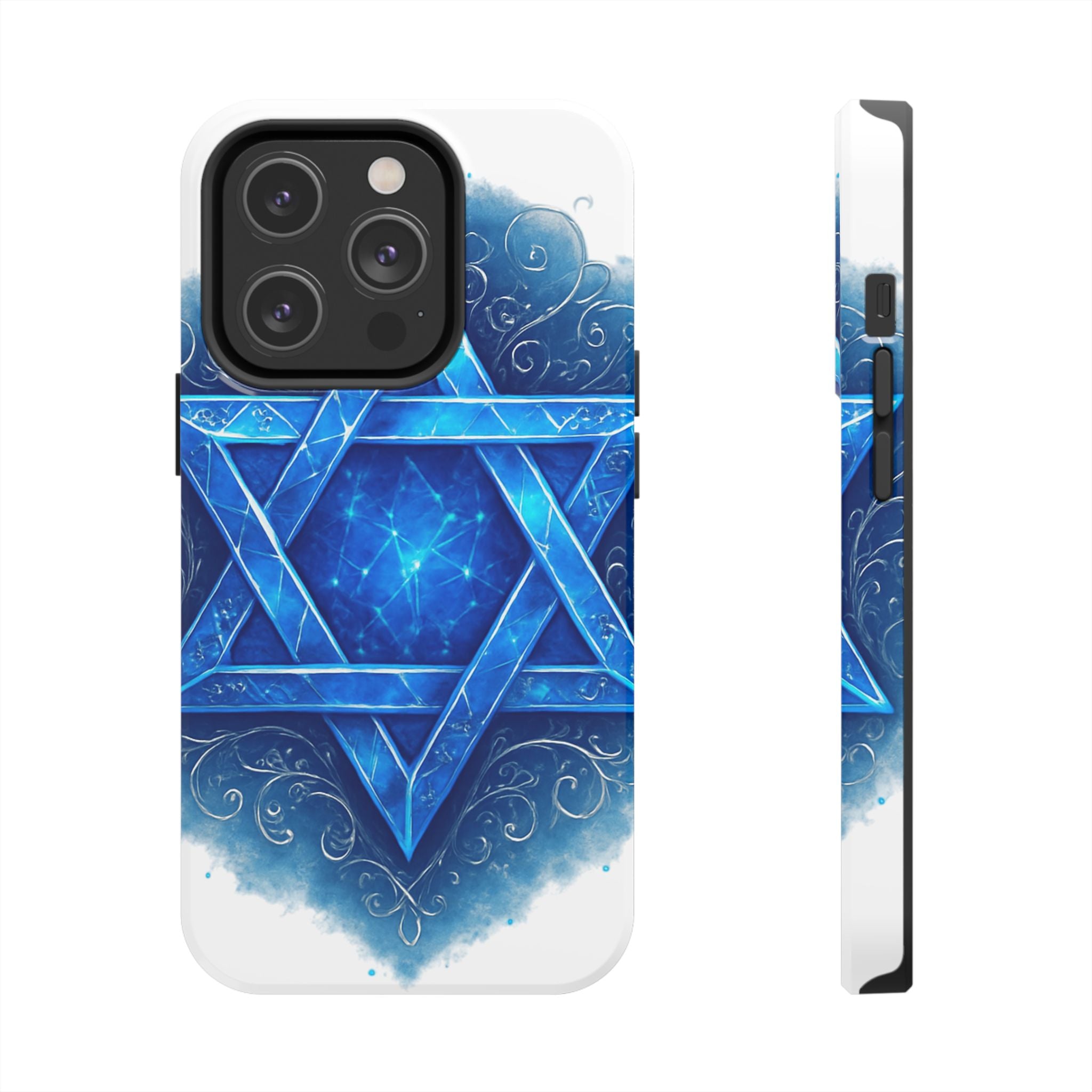 Jewish Star of David Blue Watercolor Tough Phone Case — Protective Jewish Symbol Phone Cover