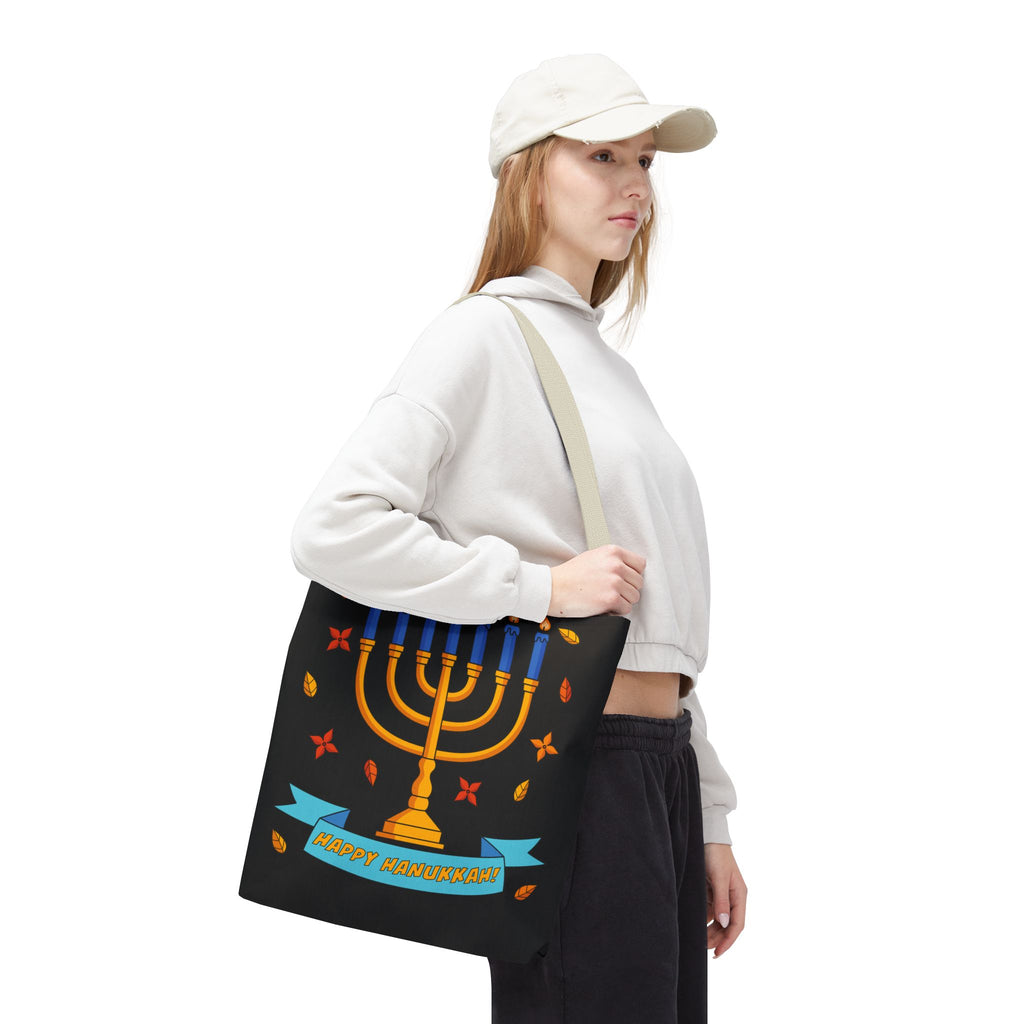 Hanukkah Menorah Tote Bag – "Happy Hanukkah" Holiday Gift Tote