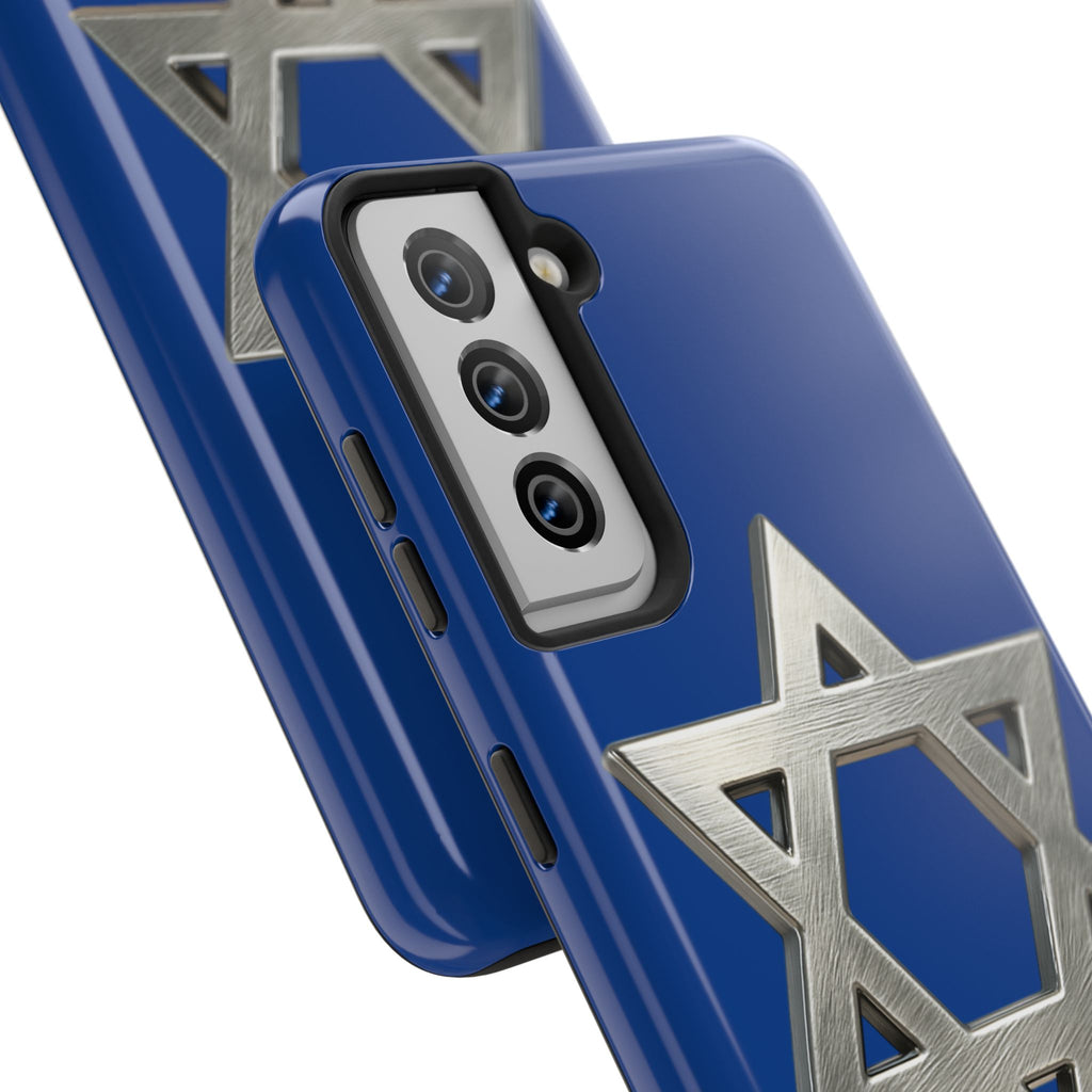 Jewish Blue Phone Case with Silver Star of David – Tough Protective Jewish Religious Design
