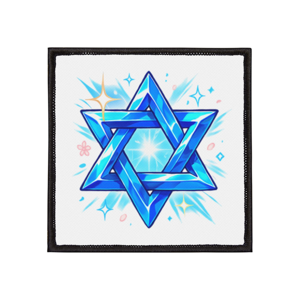 Star of David Iron-On Patch — Sparkling Blue Judaica Patch for Jackets & Bags