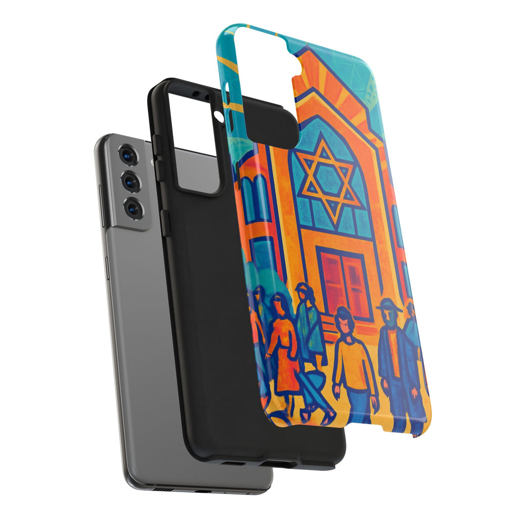 Jewish Synagogue Art Tough Phone Case — Colorful Jewish Community Design