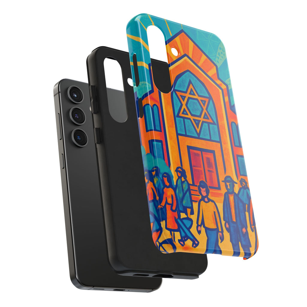 Jewish Synagogue Art Tough Phone Case — Colorful Jewish Community Design