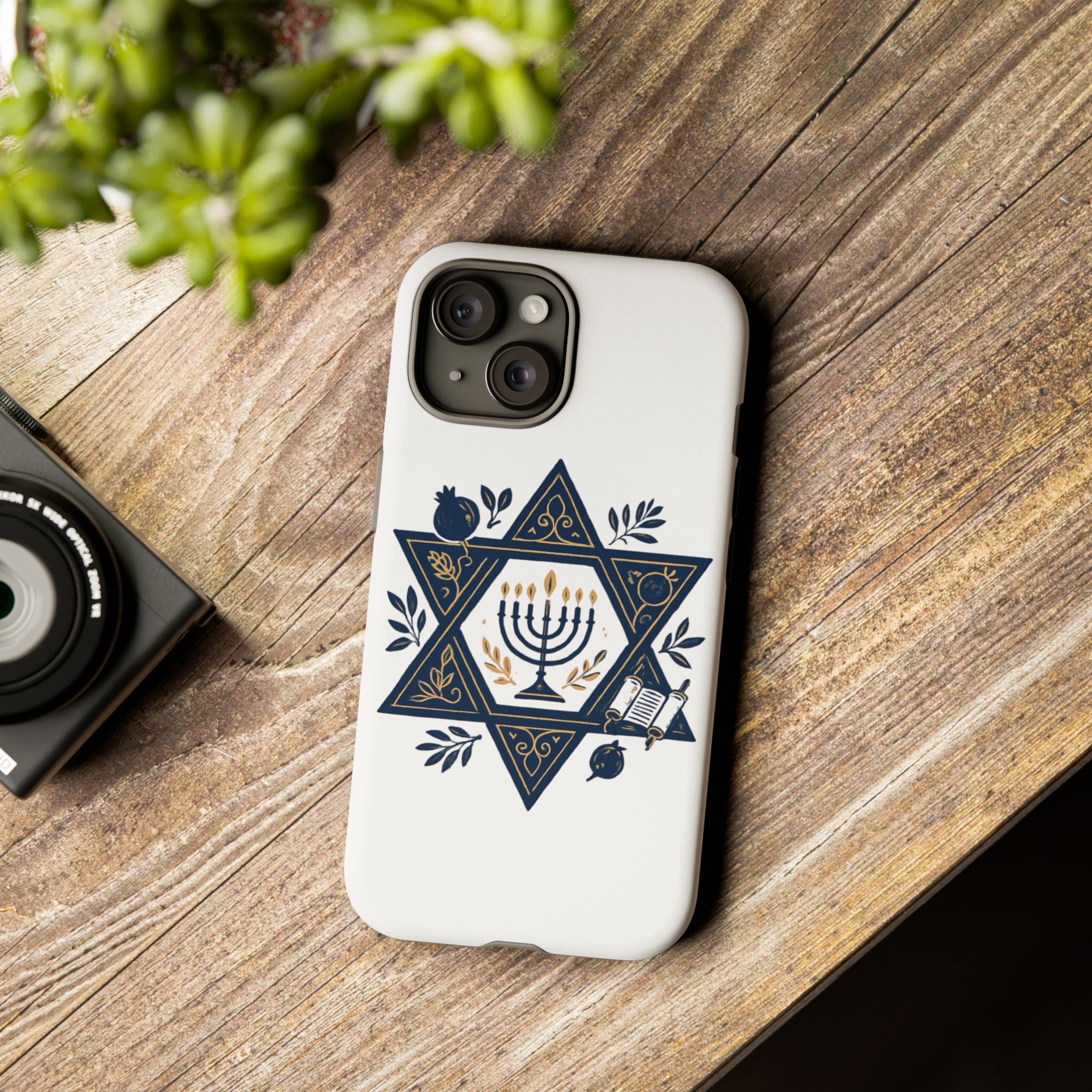 Jewish Star of David Menorah Phone Case — Jewish Hanukkah Symbol Protective Cover