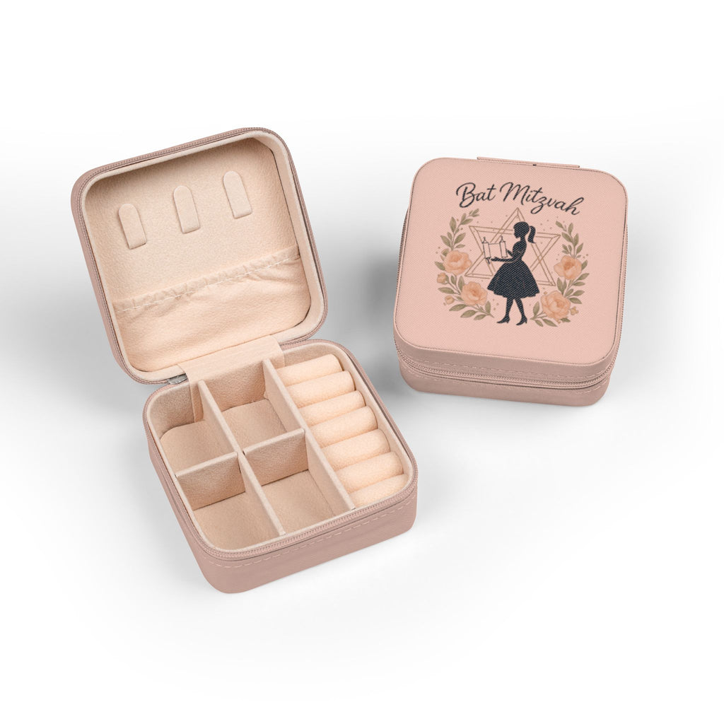 Bat Mitzvah Jewelry Travel Case – Compact Pink Keepsake Organizer