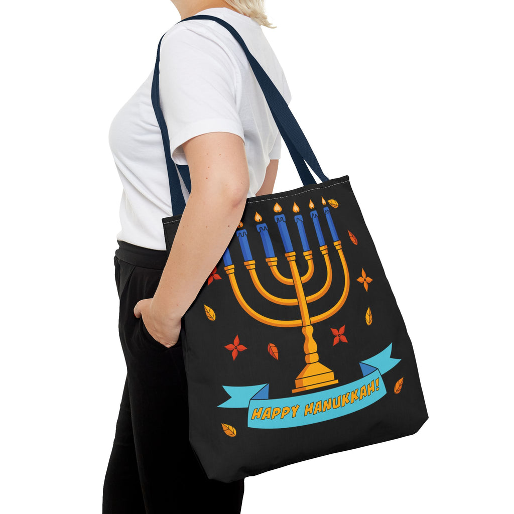 Hanukkah Menorah Tote Bag – "Happy Hanukkah" Holiday Gift Tote