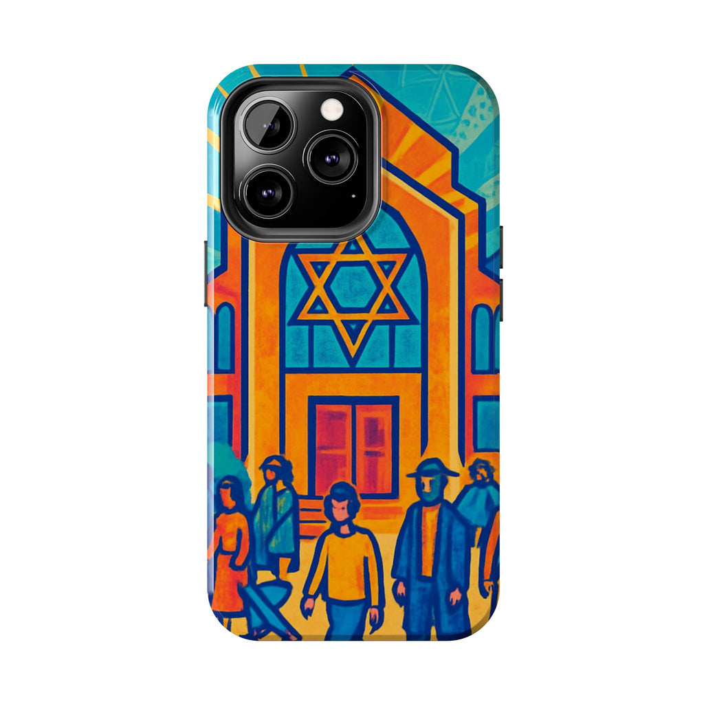 Jewish Synagogue Art Tough Phone Case — Colorful Jewish Community Design