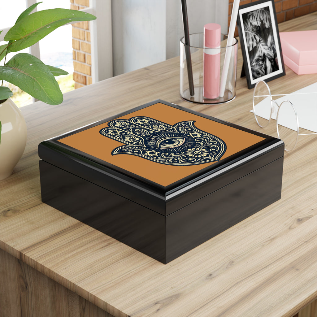 Hamsa Hand Jewelry Box – Protective Evil Eye Trinket Organizer