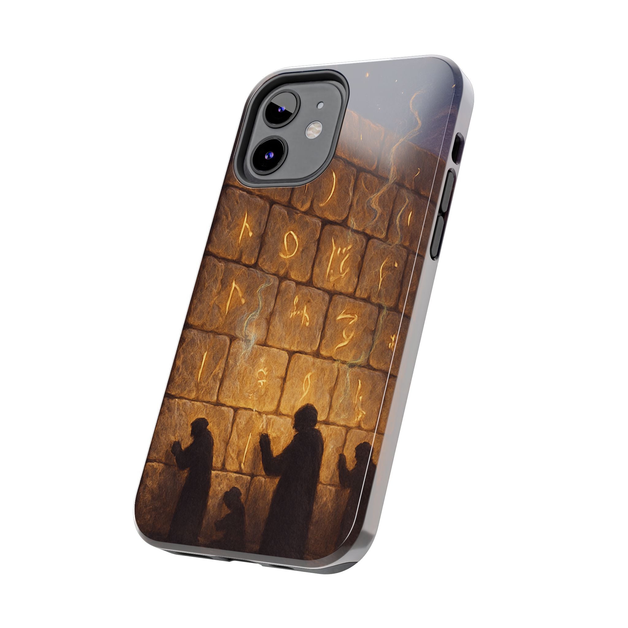 Jewish western Wall Illustration Phone Case — Prayer Silhouettes, Jerusalem Religious Art