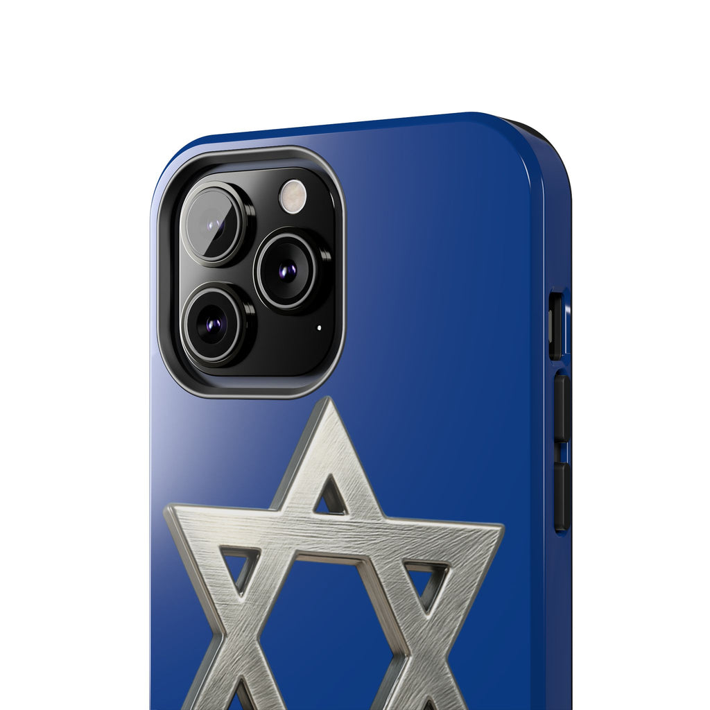 Jewish Blue Phone Case with Silver Star of David – Tough Protective Jewish Religious Design