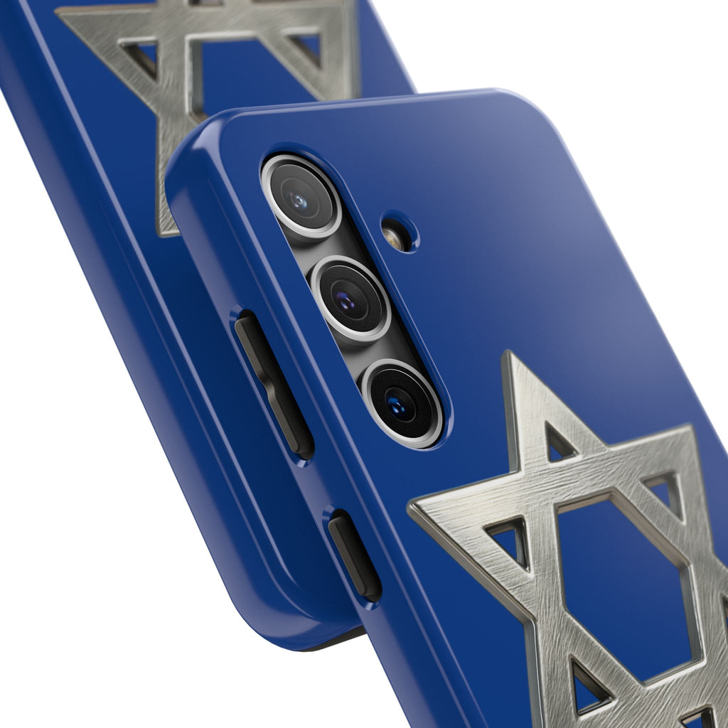 Jewish Blue Phone Case with Silver Star of David – Tough Protective Jewish Religious Design