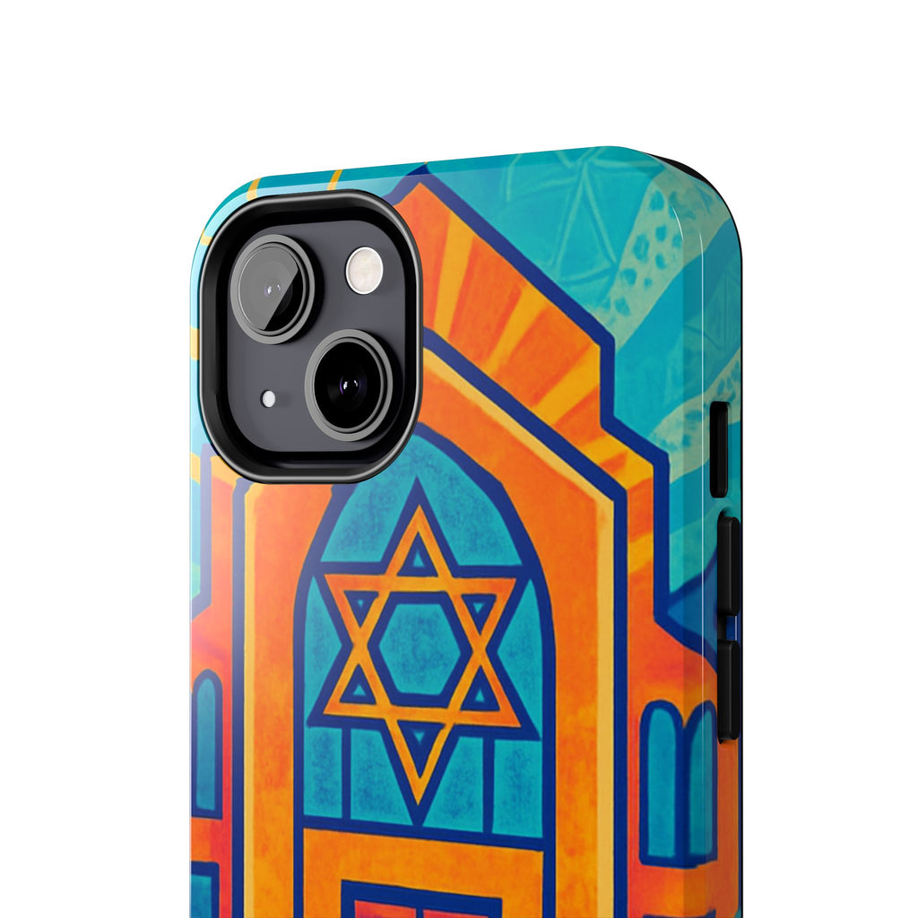 Jewish Synagogue Art Tough Phone Case — Colorful Jewish Community Design