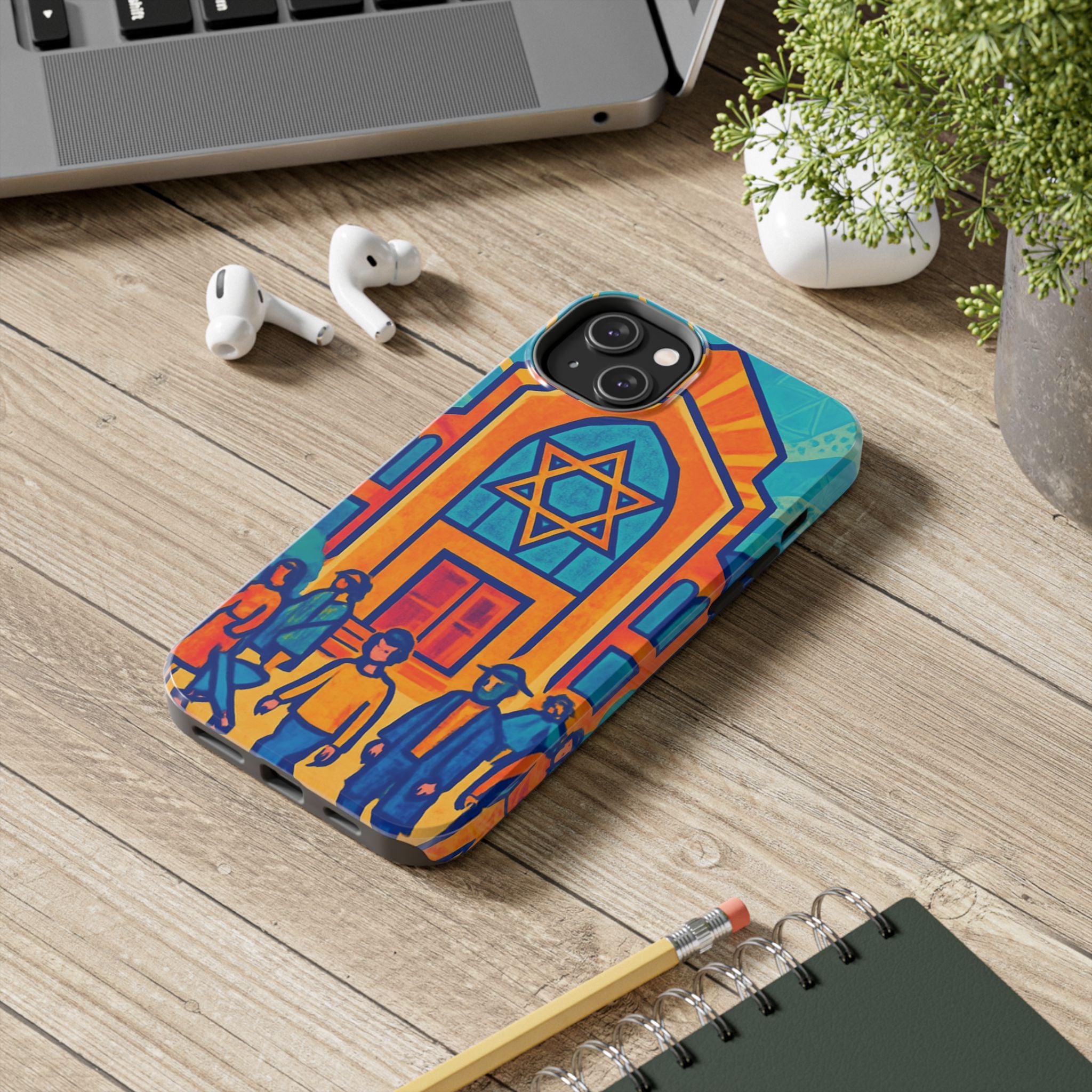 Jewish Synagogue Art Tough Phone Case — Colorful Jewish Community Design