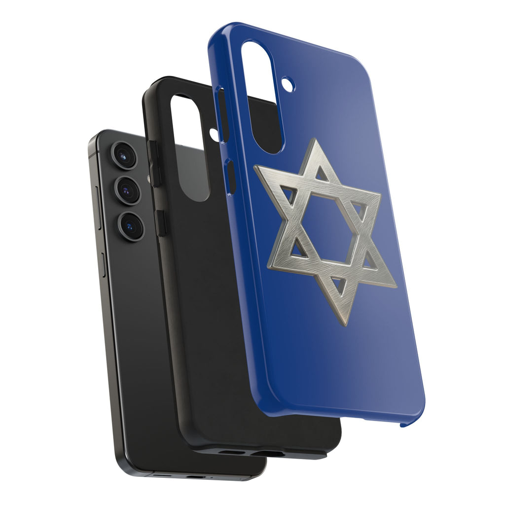 Jewish Blue Phone Case with Silver Star of David – Tough Protective Jewish Religious Design
