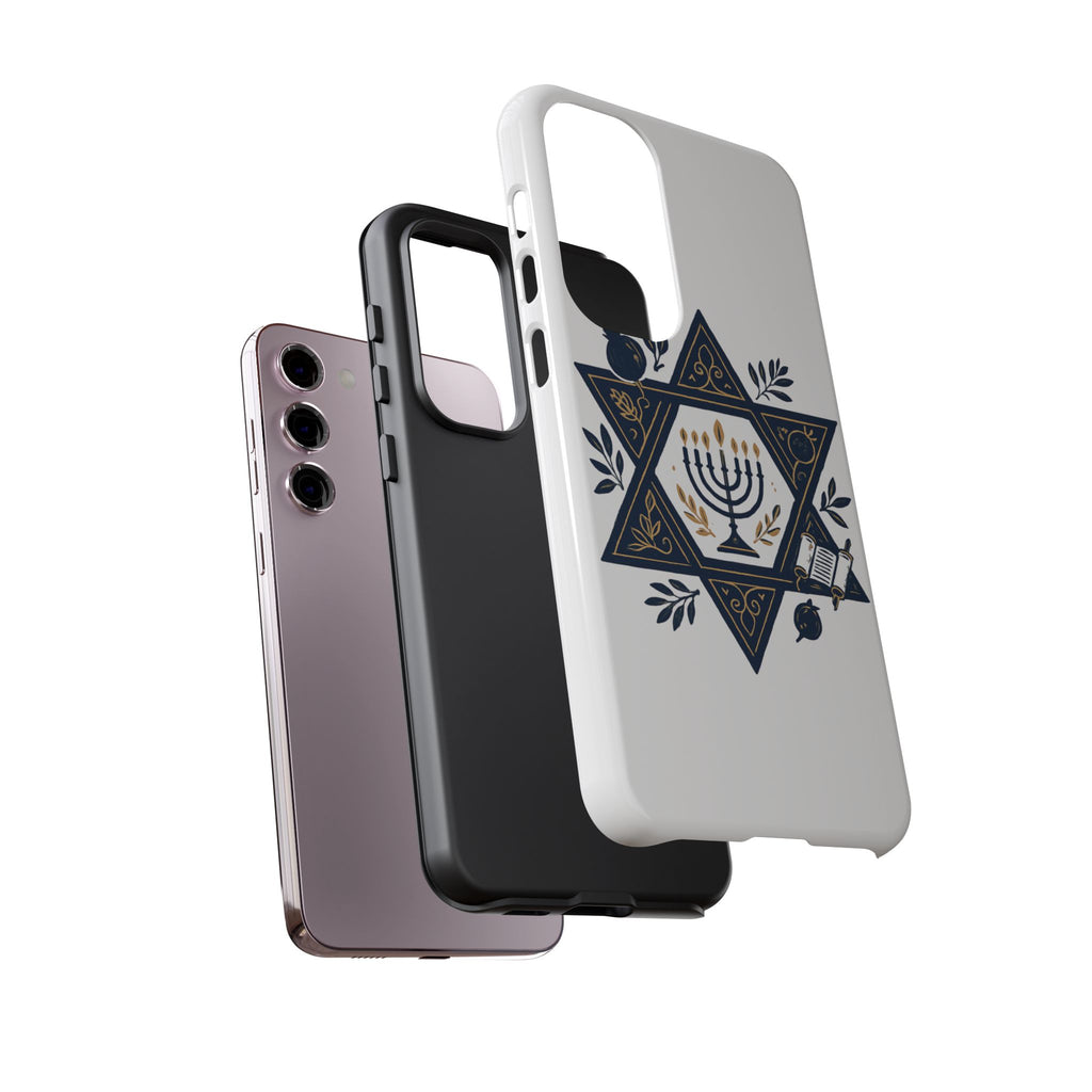 Jewish Star of David Menorah Phone Case — Jewish Hanukkah Symbol Protective Cover