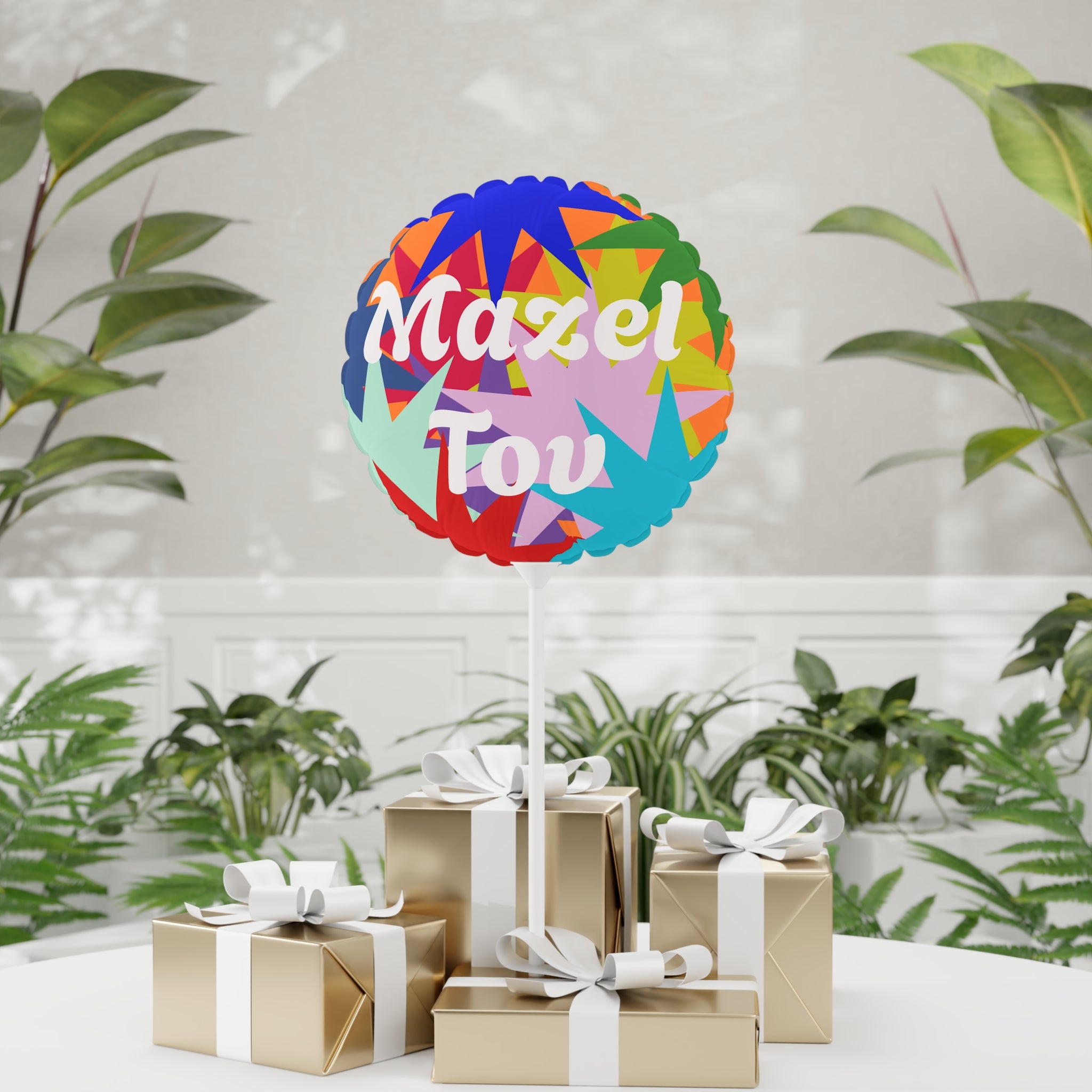 Mazel Tov Celebration Balloon — 11" Round/Heart-Shaped Party Balloon