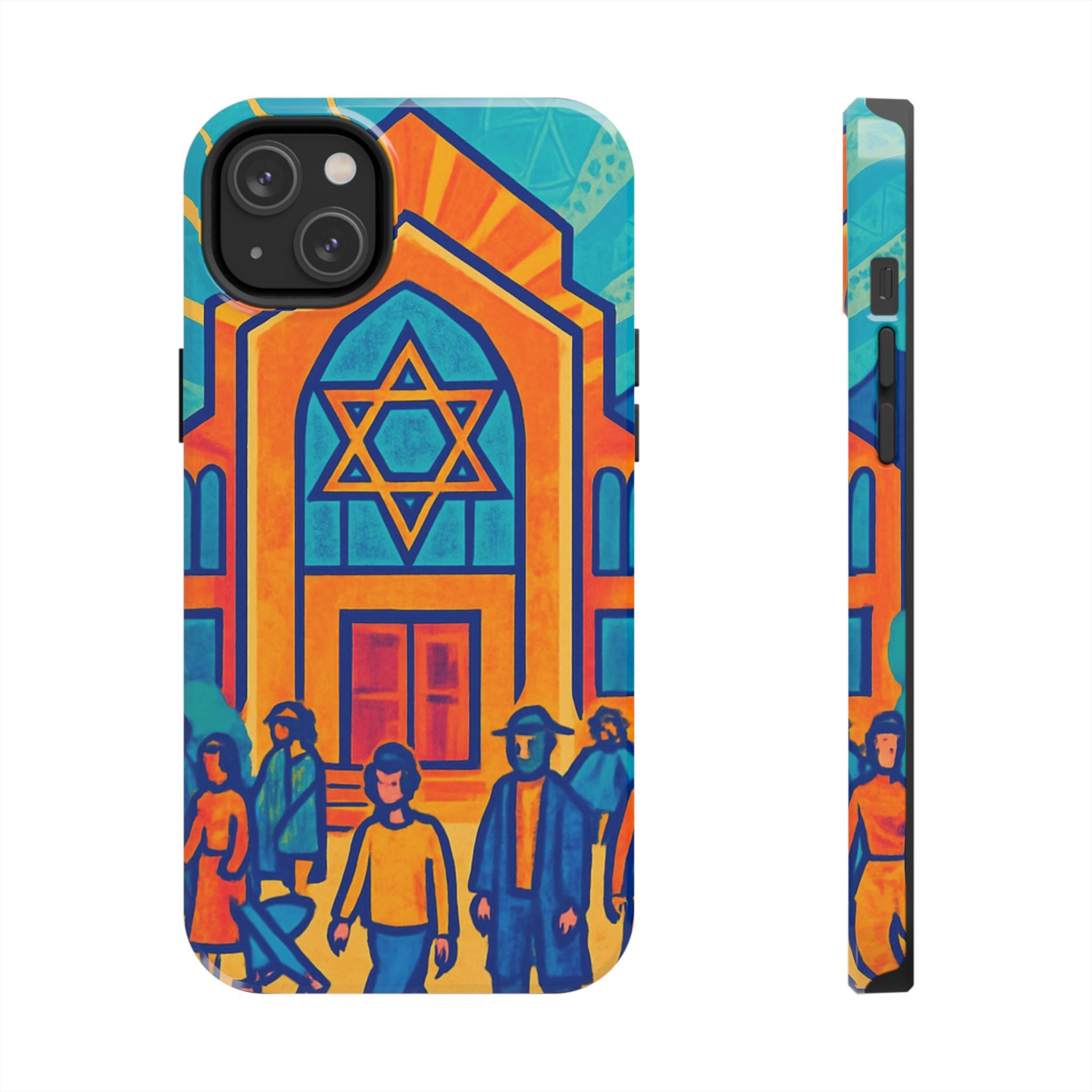 Jewish Synagogue Art Tough Phone Case — Colorful Jewish Community Design