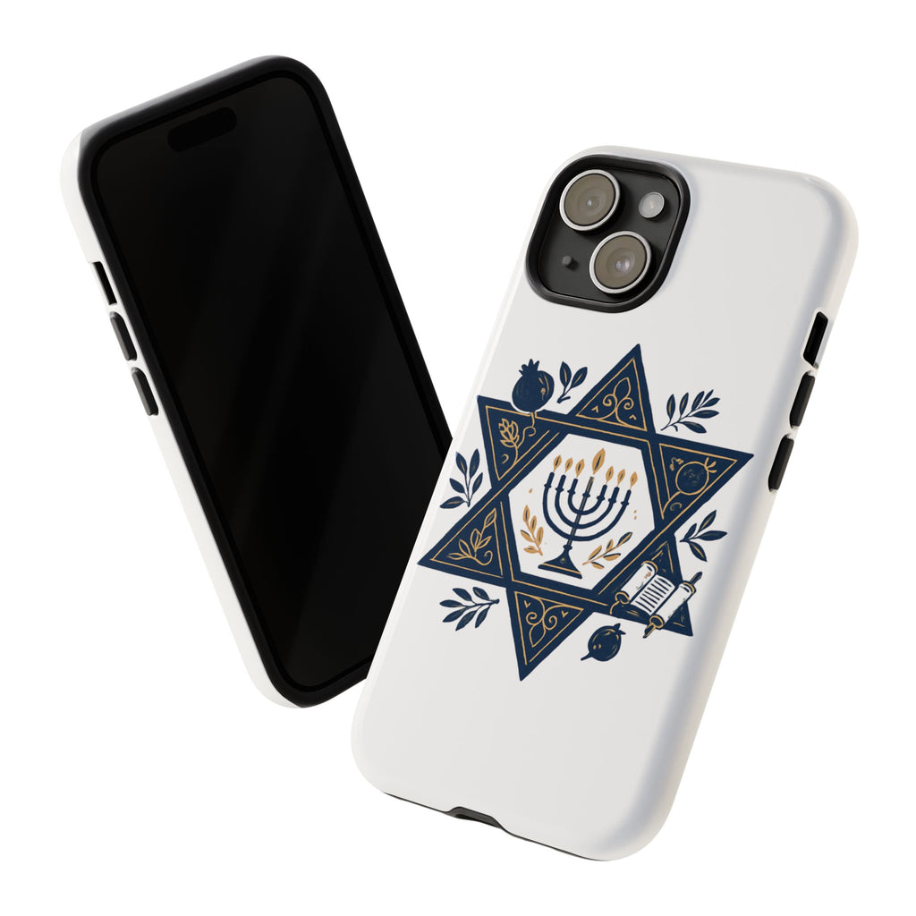 Jewish Star of David Menorah Phone Case — Jewish Hanukkah Symbol Protective Cover