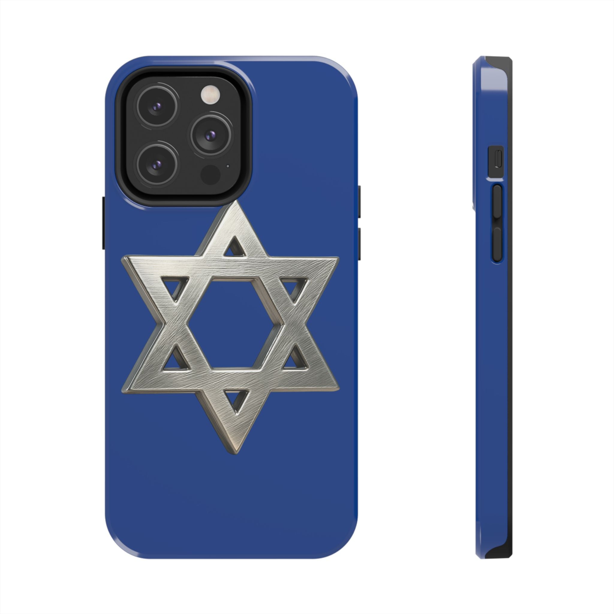 Jewish Blue Phone Case with Silver Star of David – Tough Protective Jewish Religious Design