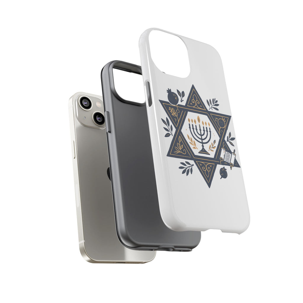 Jewish Star of David Menorah Phone Case — Jewish Hanukkah Symbol Protective Cover