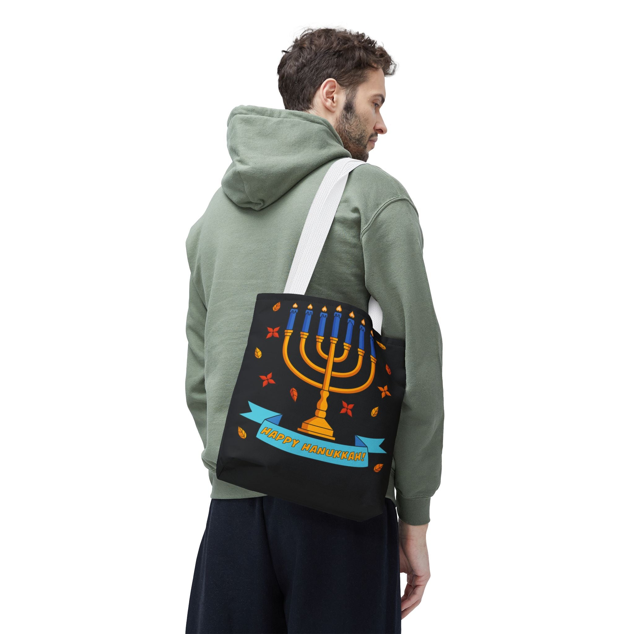 Hanukkah Menorah Tote Bag – "Happy Hanukkah" Holiday Gift Tote