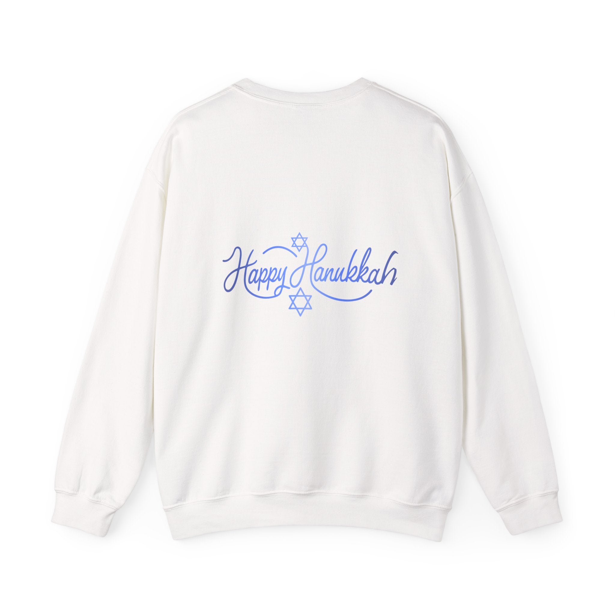 Hanukkah Crewneck Sweatshirt — Menorah & "Happy Hanukkah" Holiday Sweater
