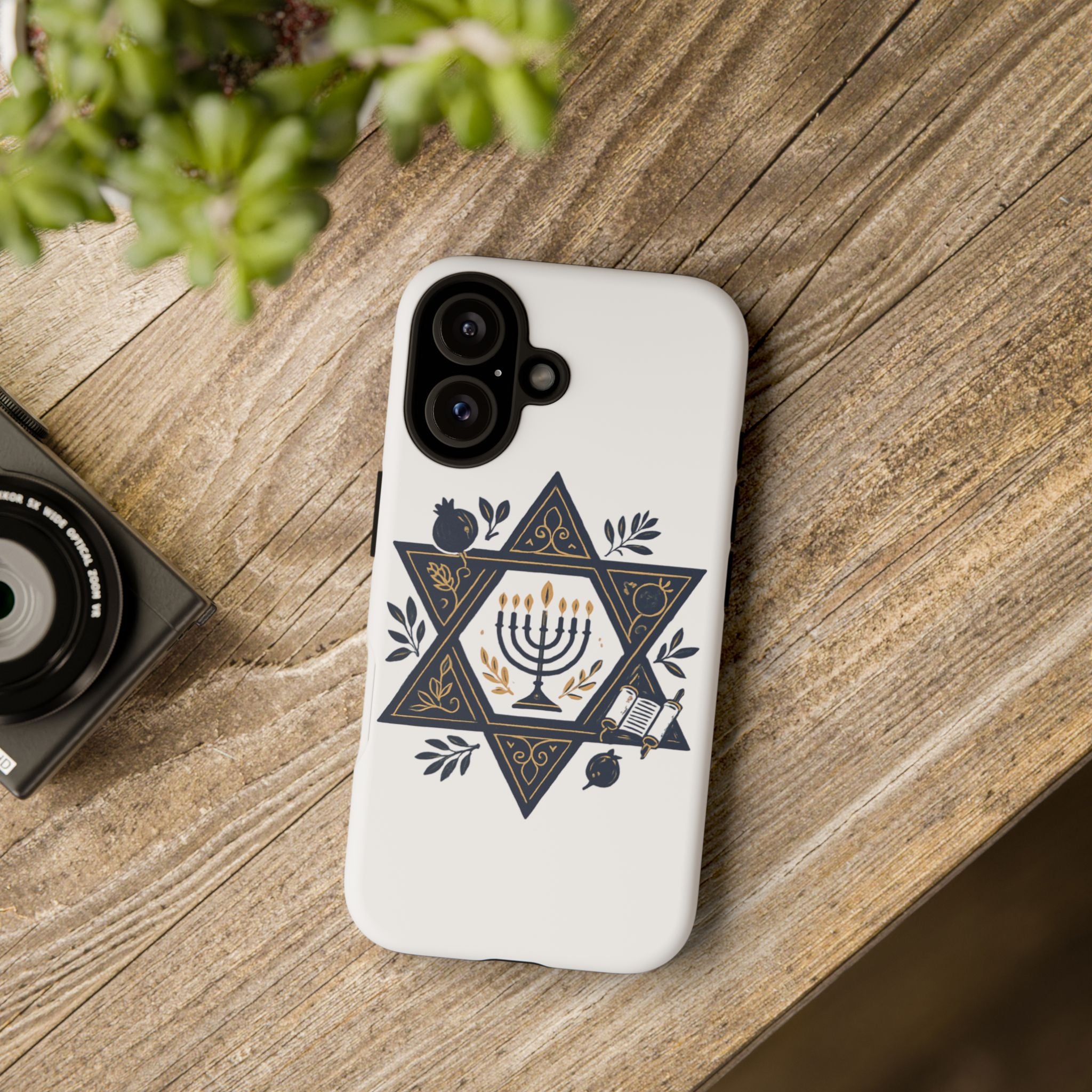 Jewish Star of David Menorah Phone Case — Jewish Hanukkah Symbol Protective Cover