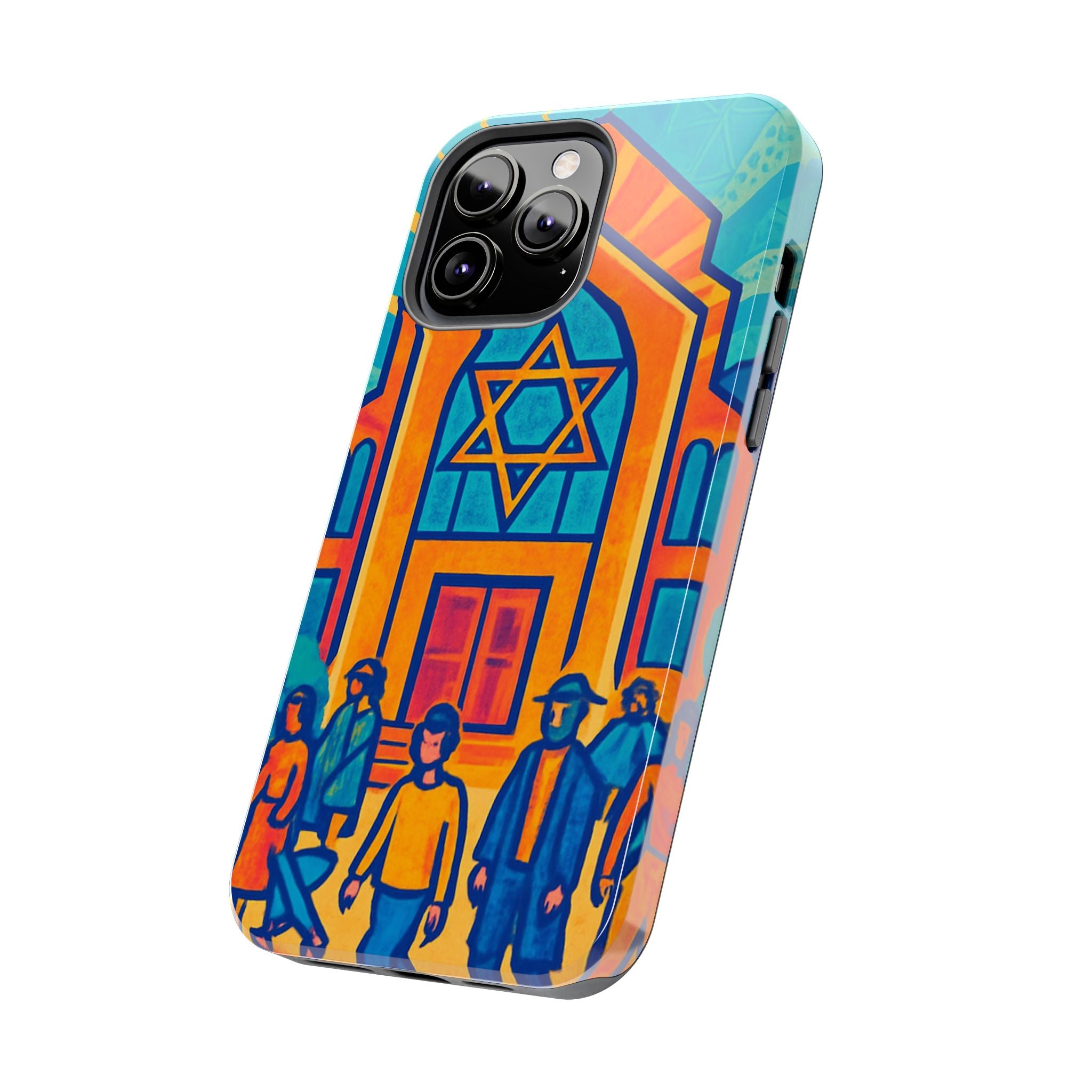 Jewish Synagogue Art Tough Phone Case — Colorful Jewish Community Design