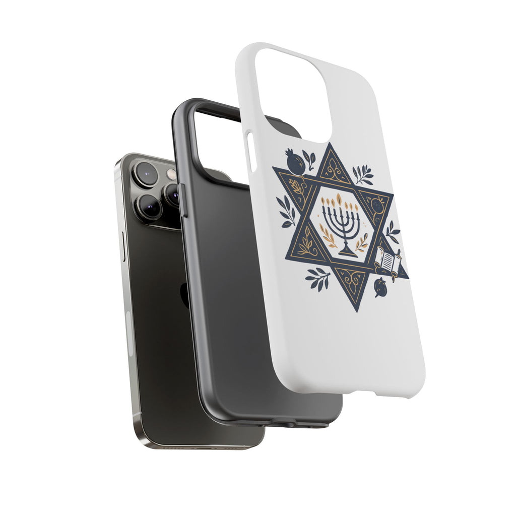 Jewish Star of David Menorah Phone Case — Jewish Hanukkah Symbol Protective Cover