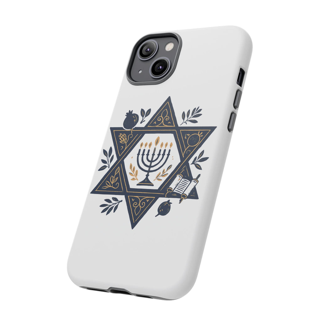 Jewish Star of David Menorah Phone Case — Jewish Hanukkah Symbol Protective Cover