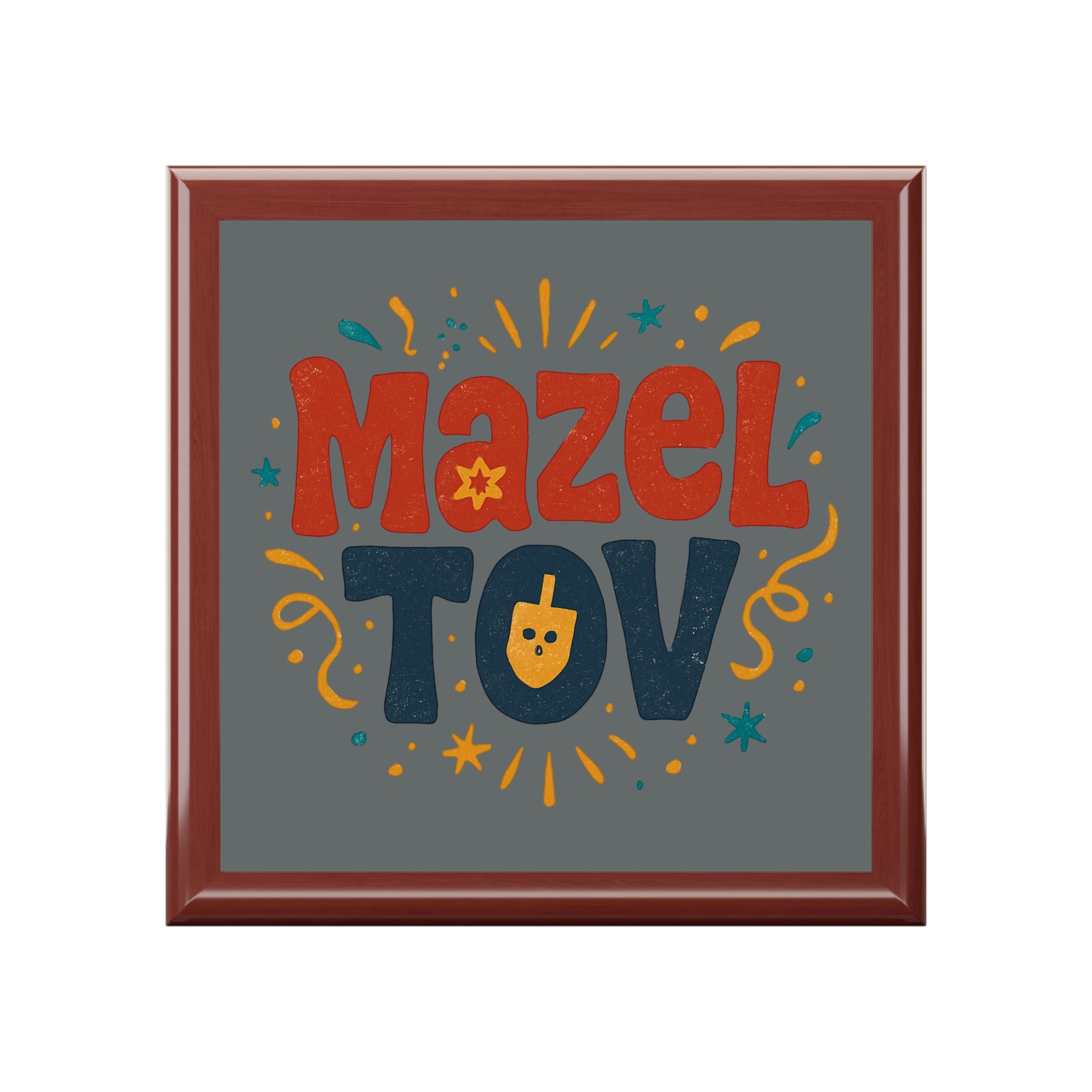 Mazel Tov Jewelry Box — Celebration Keepsake Box with Dreidel Design