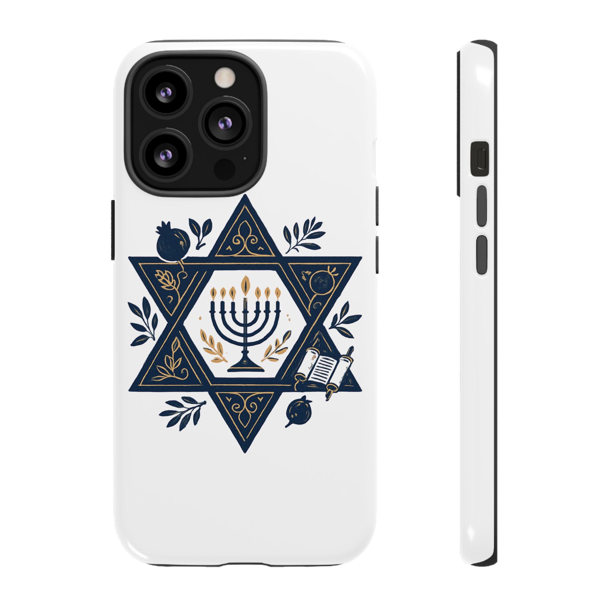 Jewish Star of David Menorah Phone Case — Jewish Hanukkah Symbol Protective Cover