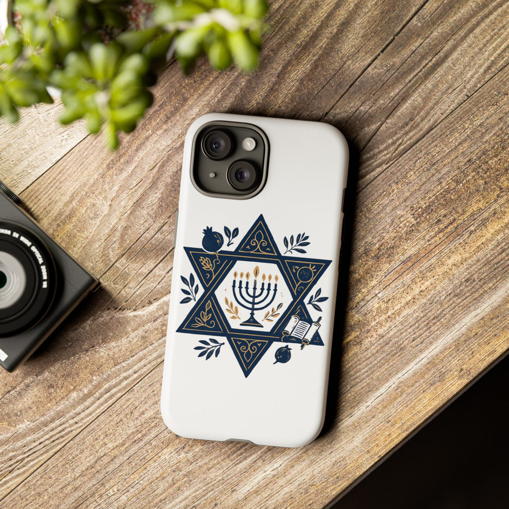Jewish Star of David Menorah Phone Case — Jewish Hanukkah Symbol Protective Cover