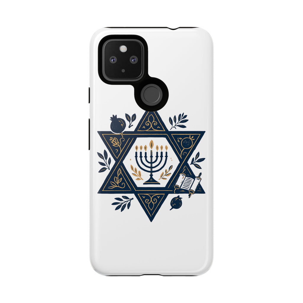 Jewish Star of David Menorah Phone Case — Jewish Hanukkah Symbol Protective Cover