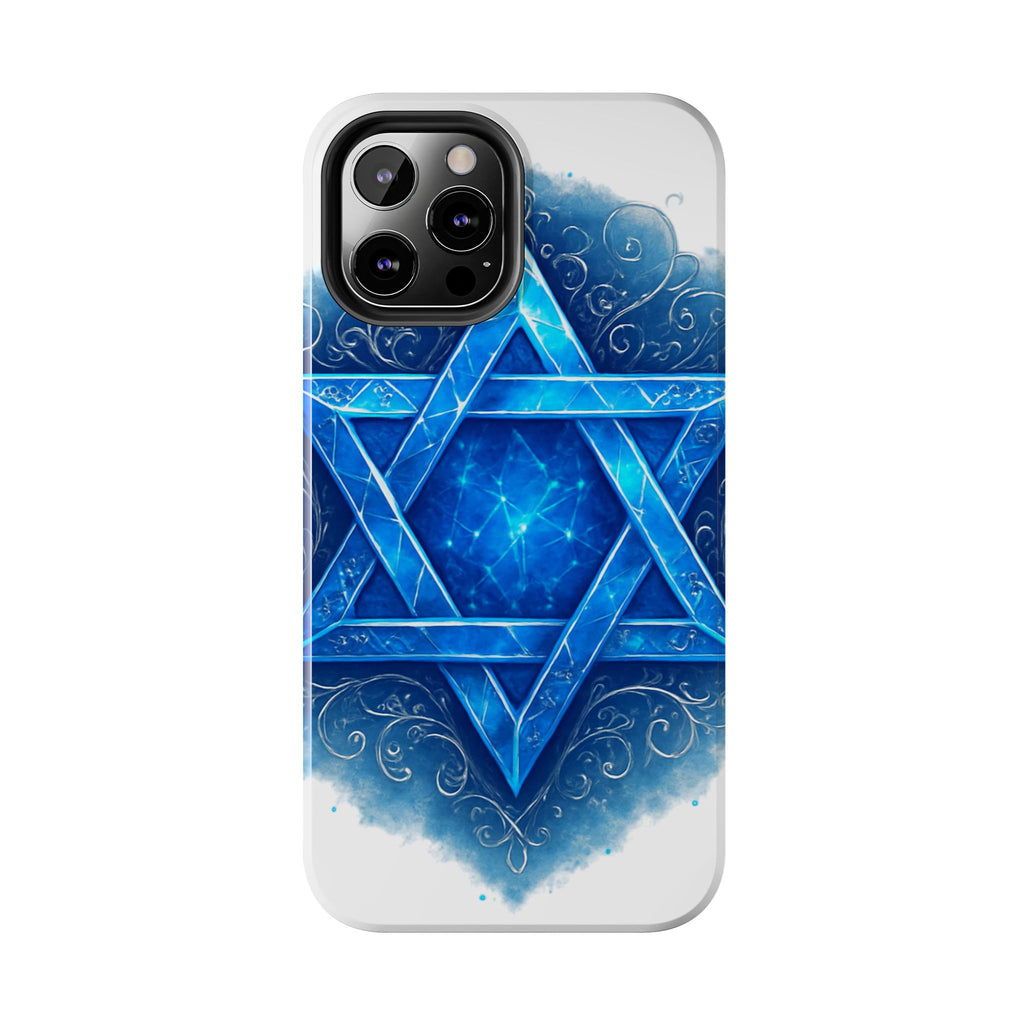 Jewish Star of David Blue Watercolor Tough Phone Case — Protective Jewish Symbol Phone Cover