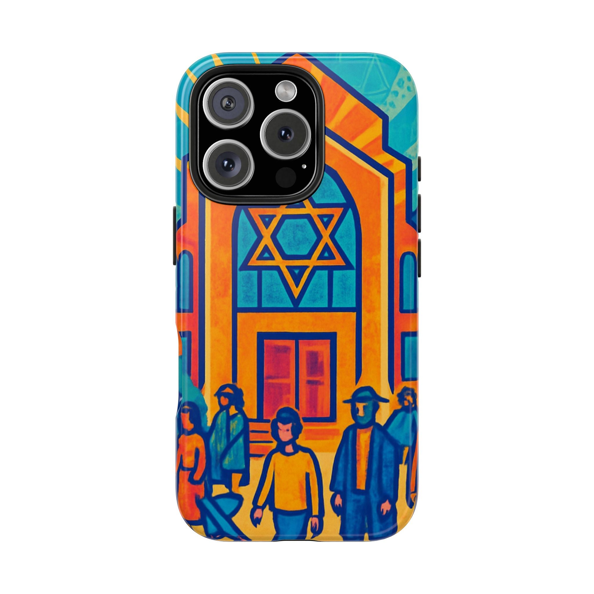 Jewish Synagogue Art Tough Phone Case — Colorful Jewish Community Design