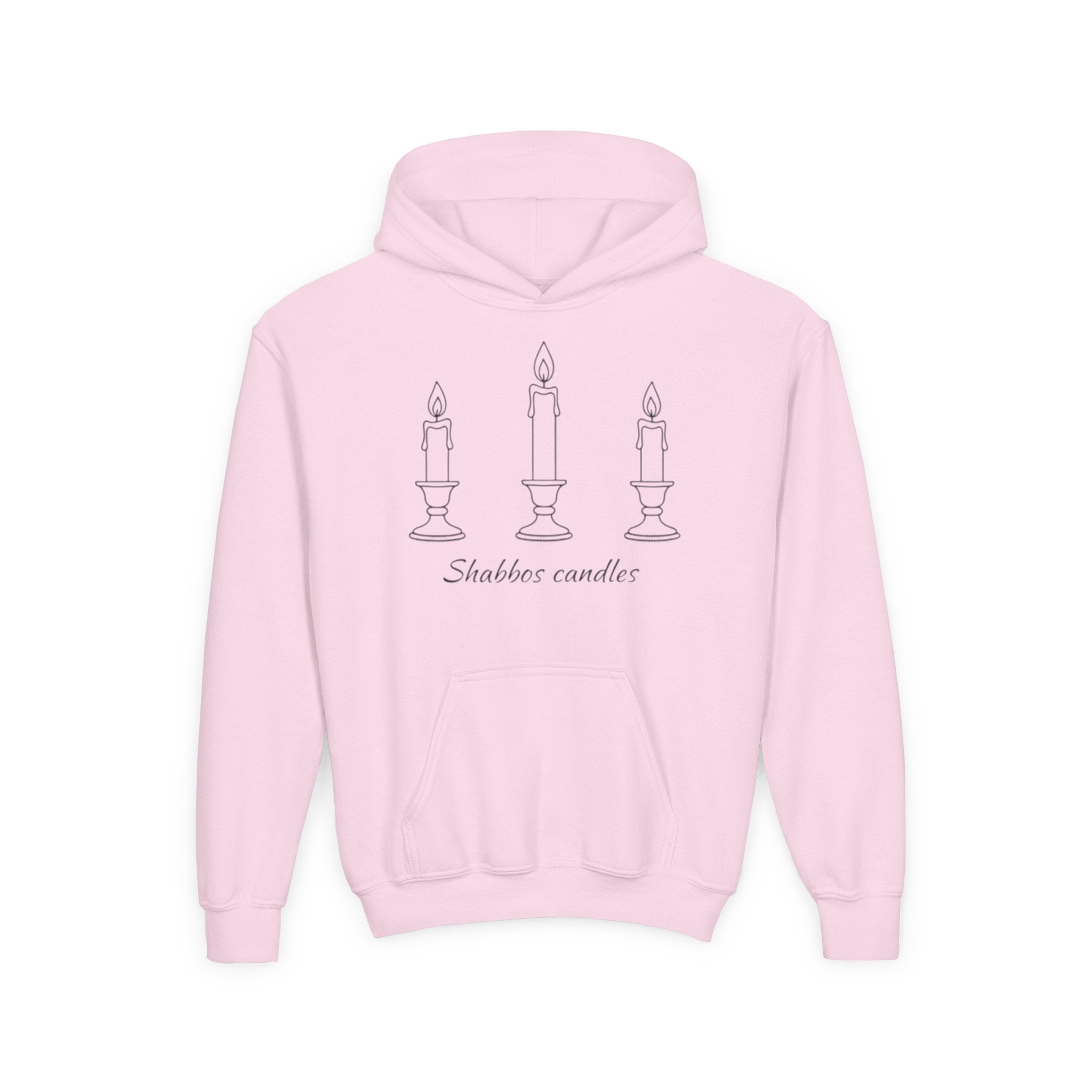 Shabbos Candles Kids Hoodie — Youth Shabbat Candle Lighting Sweatshirt