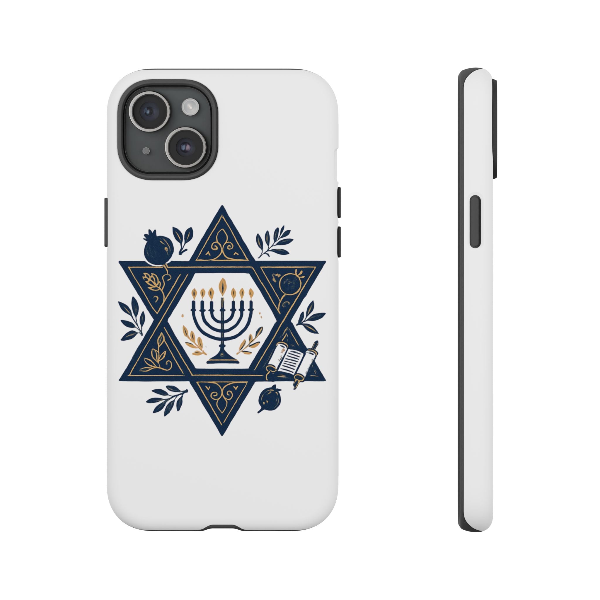 Jewish Star of David Menorah Phone Case — Jewish Hanukkah Symbol Protective Cover