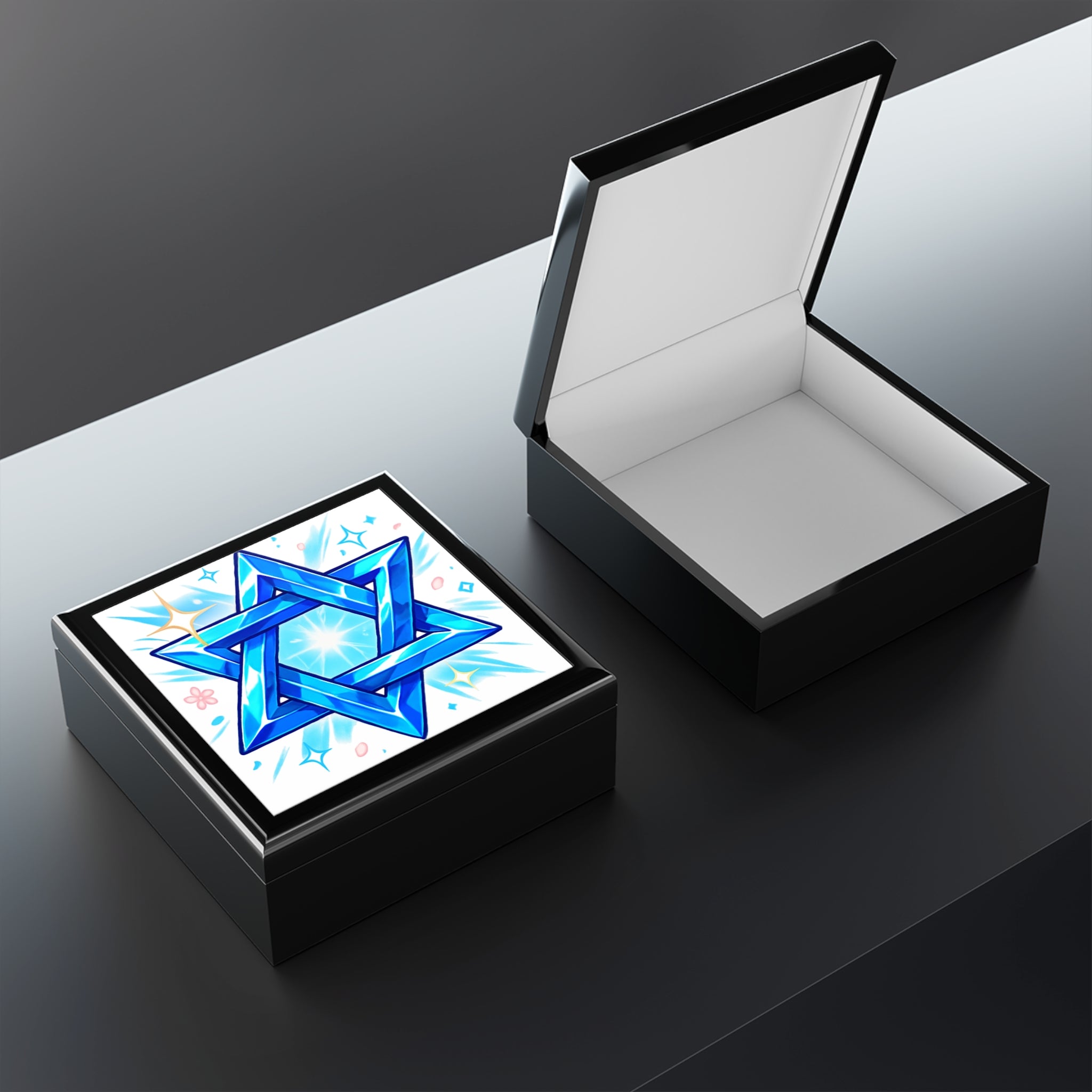 Star of David Jewelry Box — Blue Gem Keepsake Box for Hanukkah & Jewish Celebrations