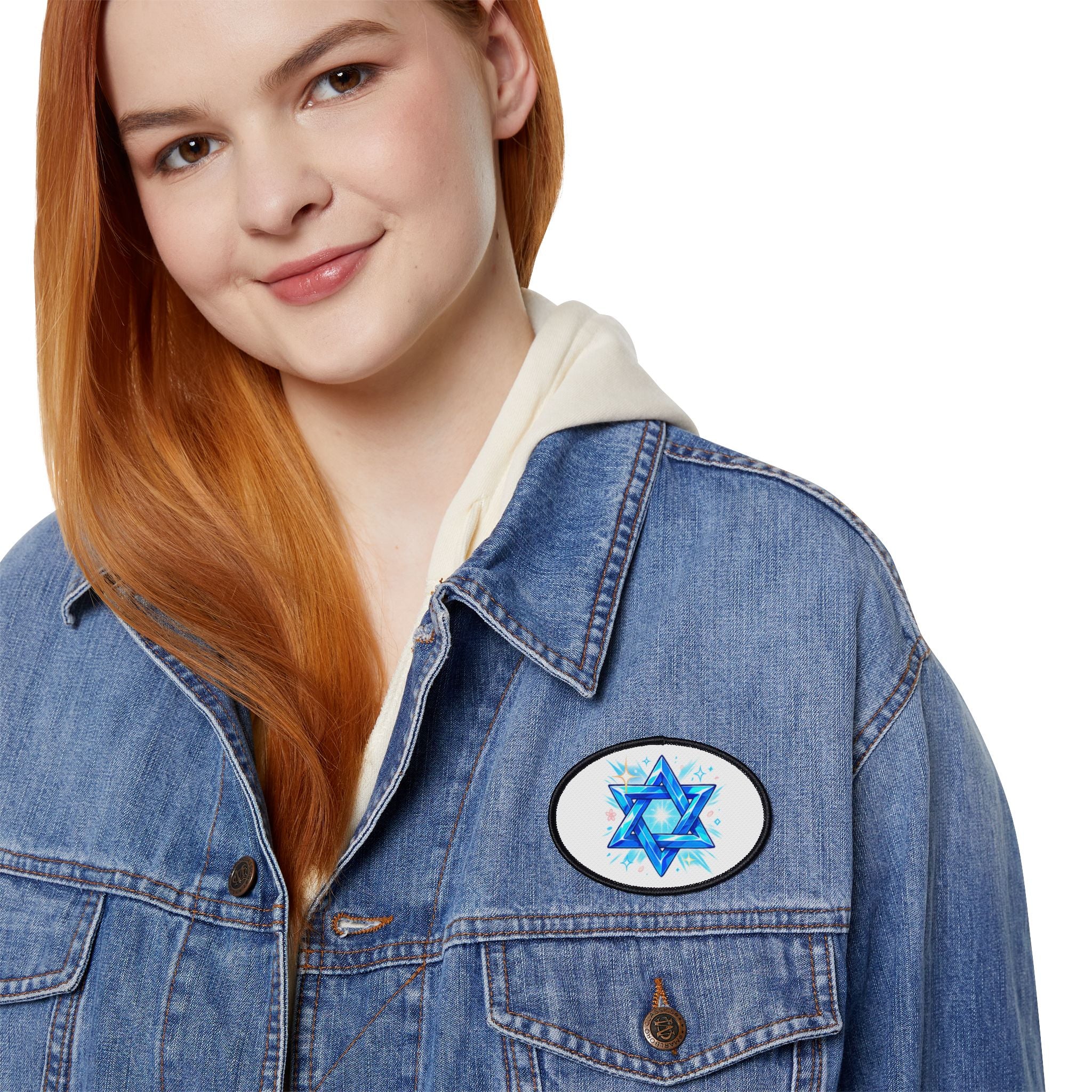 Star of David Iron-On Patch — Sparkling Blue Judaica Patch for Jackets & Bags