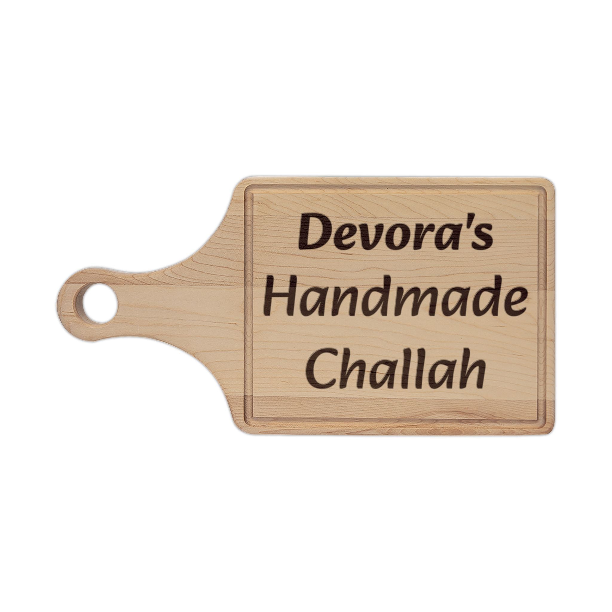 Personalized Engraved Cutting Board – "Devora's Handmade Challah" Wooden Serving & Bread Board