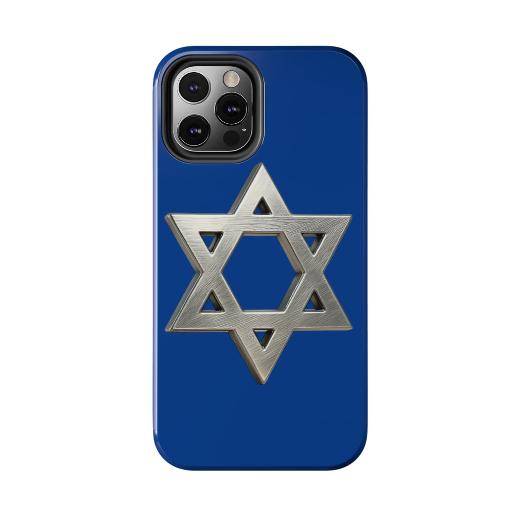 Jewish Blue Phone Case with Silver Star of David – Tough Protective Jewish Religious Design